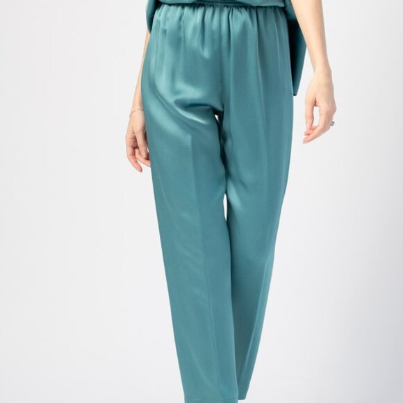 FORTE FORTE Envers Satin Crepe Pants in Topaz - Picture 1 of 4